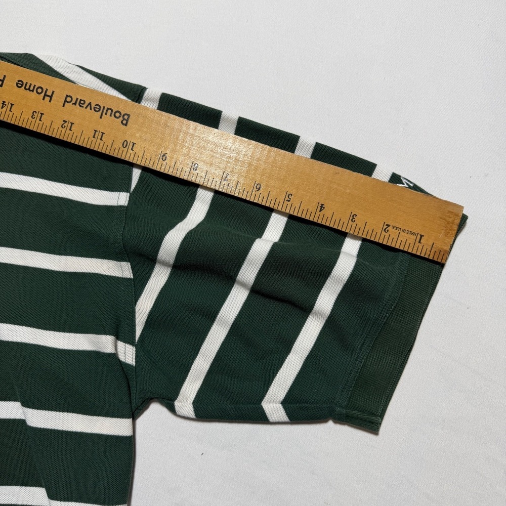 Vintage Masters Collection Golf Polo Mens L Green White Striped Cotton 90s Logo - Picture 7 of 13